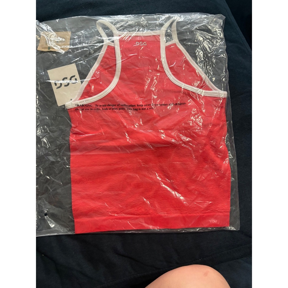 DSG Cami Womens XXS Cabana Coral Momentum Seamless Ribbed High Neck Tank Top NWT - Picture 3 of 3